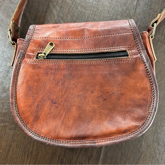 Women's Vintage Brown Leather Lady Crossbody Tote Satchel Sling Bag - Picture 15 of 16